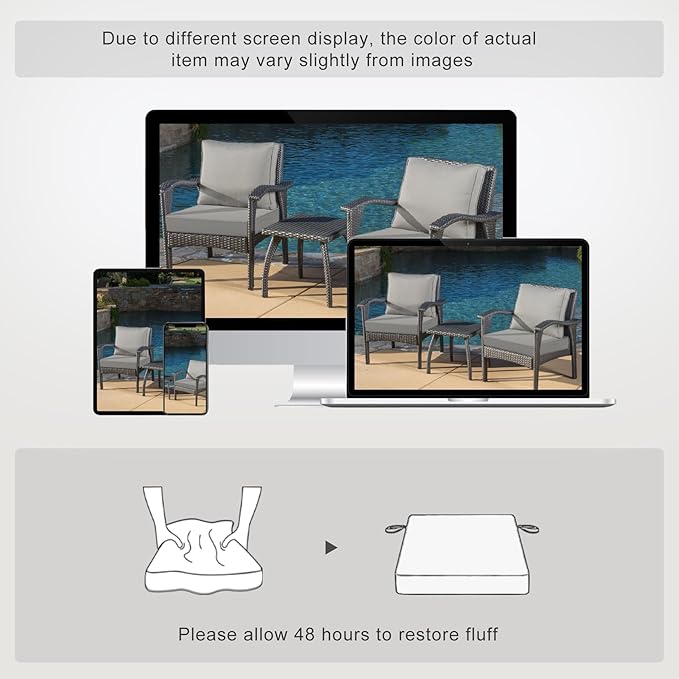 Favoyard Patio Chair Cushions 22 x 22 x 3 Inch Waterproof Outdoor Seat Cushions