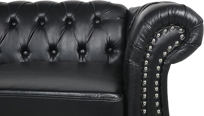 LEVNARY Chesterfield Sofa, Classic Tufted Upholstered Leather Couch, Modern 3