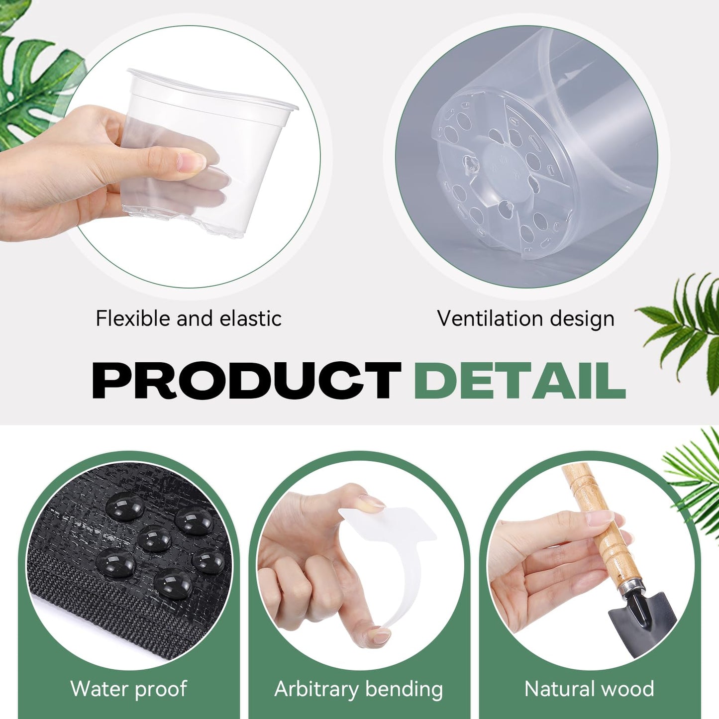 Yiyiring 83 Pcs Garden Supplies Tools Kit, 4 Inch Clear Plastic Plant Pots with Transplanting Mat, Trowel Cultivator Rake Set, Label & Glove, Succulent Tools Gift for Plant Lovers Accessory