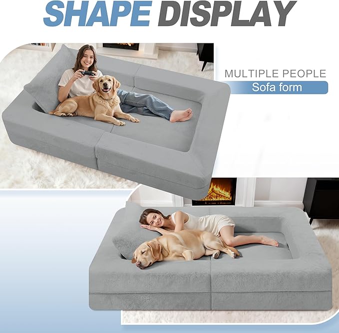 Futon Sofa Bed with Pillow, 3-in-1 Sleeper Sofa Bed with Removable Cover