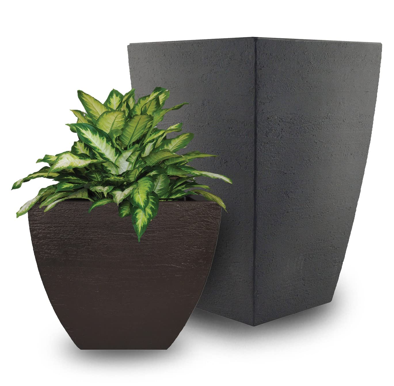 Tusco Products MSQT23BK Modern Square Garden Planter, 23-Inch, Black