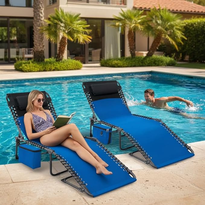 Outdoor Chaise Lounge Chair, Folding Tanning Chair