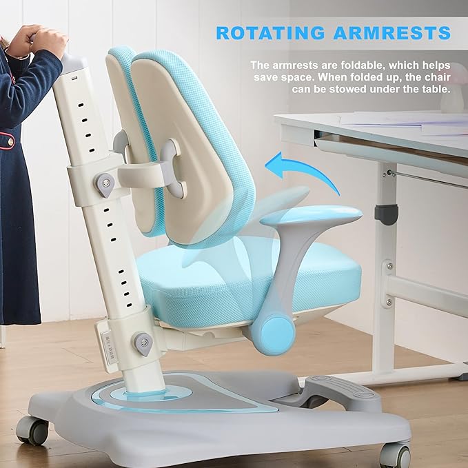 ERIYA Kids Desk Chair, Ergonomic Chair: Height-Adjustable, Double Back Support