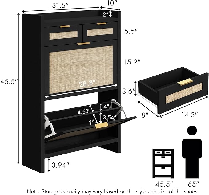 HOKYHOKY Rattan Shoe Storage Cabinet