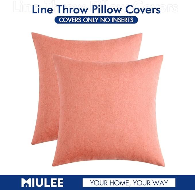 MIULEE Pack of 2 Decorative Outdoor Solid Waterproof Throw Pillow Covers Spring