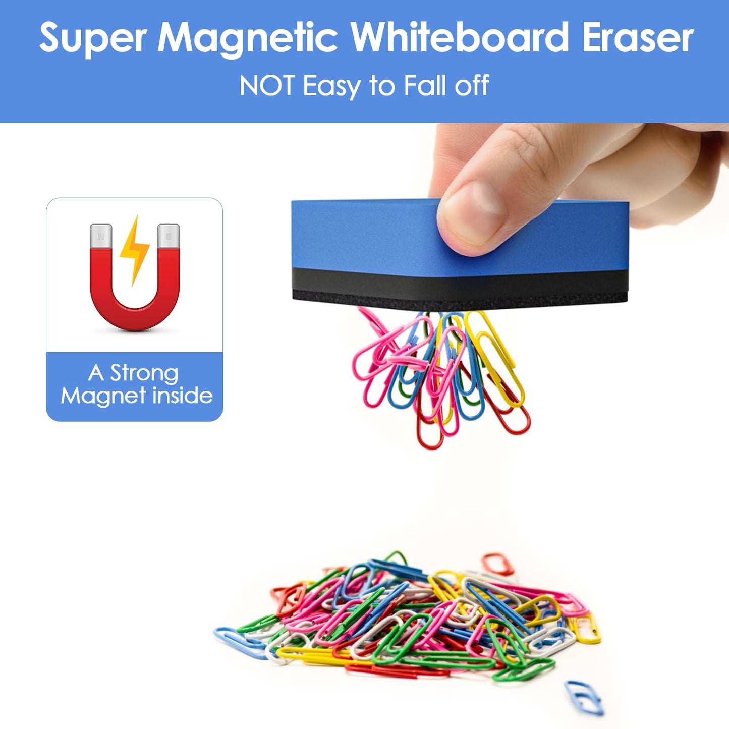 MaxGear (Bundle of 2 Sets) 24 Pack Dry Erase Erasers, Magnetic Whiteboard Dry Erasers, Classroom Supplies, Dry Erase Board Erasers, Mini Dry Erase Eraser for Classroom, Office, Home （6 Color Set)