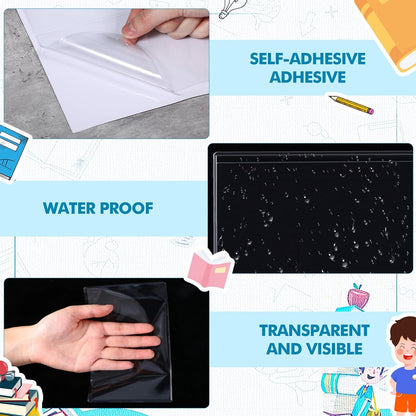 Outus Self Adhesive Shop Ticket Holders Clear Plastic Sleeves Adhesive Pockets Work Order Job Ticket Holders for Home Office Posting Signs(6 x 4 Inch,120 Pcs)