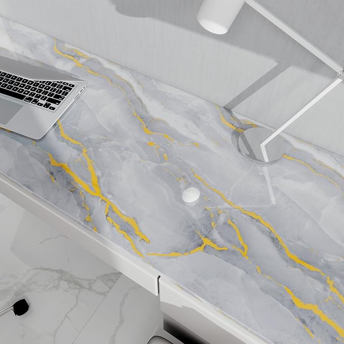 White Gold Marble Contact Paper