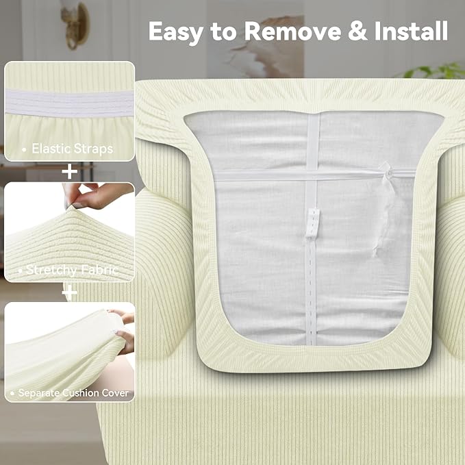 Waterproof Chair Cover with Arms 2-Piece Set Striped Slipcover