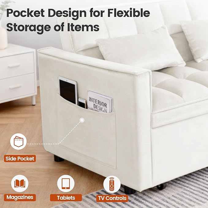 3 in 1 Convertible Sofa Bed, Loveseat Sleeper Sofa