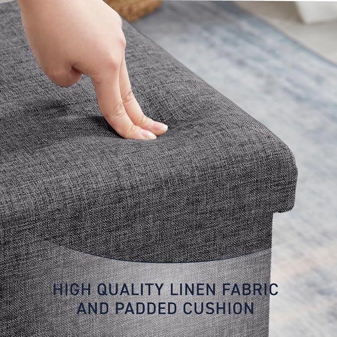 Ornavo Home 2 Pack 15 Inch Folding Storage Ottoman