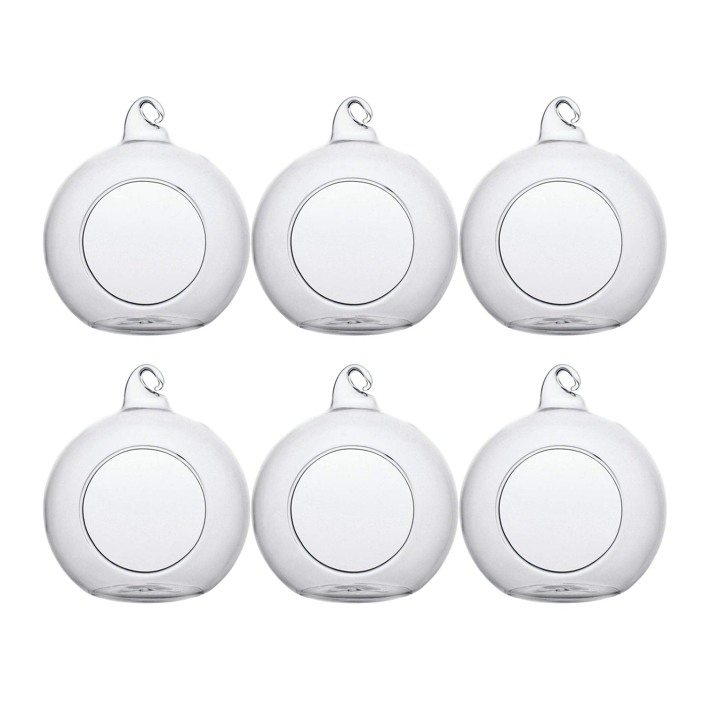Ecosides Tealight Hanging Holders Hanging Glass Orbs Candle Holders Without 2 Side Hole Candlestick Terrarium Globe(6Pcs)