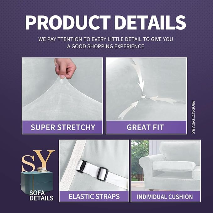 ZNSAYOTX Luxury Velvet Chair Slipcovers