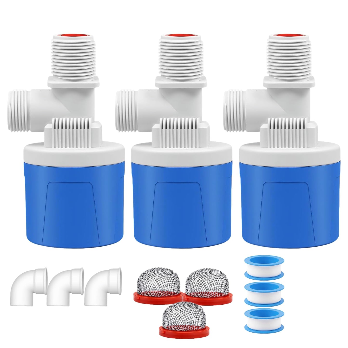 LAGWIUY 3/4 Inch Float Valve for Water Tank, 3 Pack Top Inlet Automatic Water Level Control Valve, Plastic Shut Off Float Valve for Livestock Waterer, Pond, Pool, Aquarium