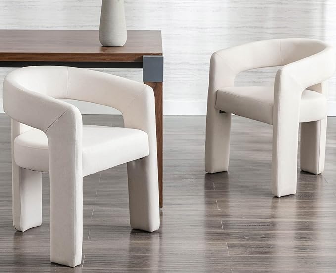 VESCASA Linen Barrel Dining Chair