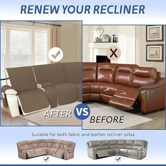 Arfntevss Recliner Sectional Couch Covers 1OO% Waterproof L Shape Sofa Cover