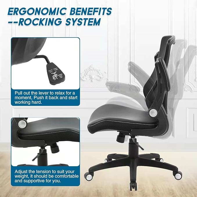 Office Chair Ergonomic Desk Chair, Computer PU Leather Home Office Chair