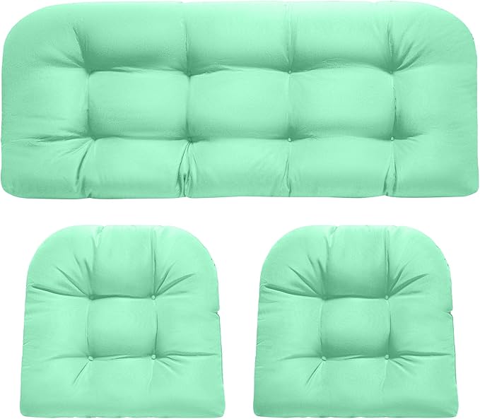 DANGHOOGY Wicker Chair Cushions, Waterproof Outdoor Loveseat Cushions
