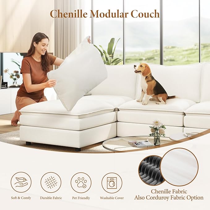 Vesgantti Large Modular Sectional Sofa, Big Comfy Cloud Couch