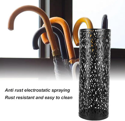 Umbrella Stand Rack for Entryway, Metal Hollowed Freestanding Umbrella Holder, Rain Collection Umbrella Organizer Bin for Can Walking Stick, Home Office Decor, Large
