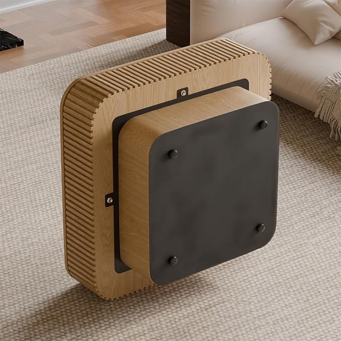 Square Coffee Table for Living Room, Fluted Drum Accent Tea Center Table
