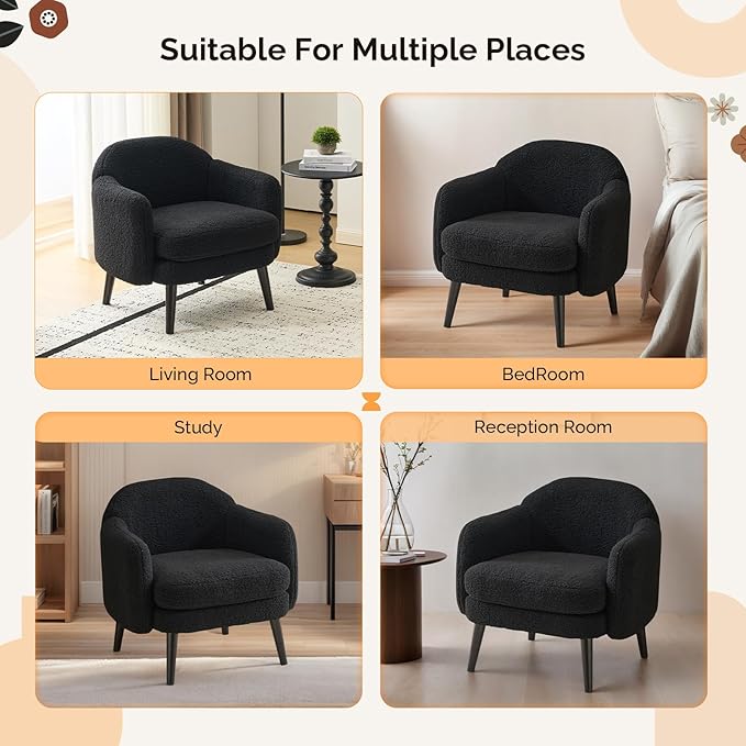 VINGLI 30.3" Wide Modern Barrel Accent Armchair
