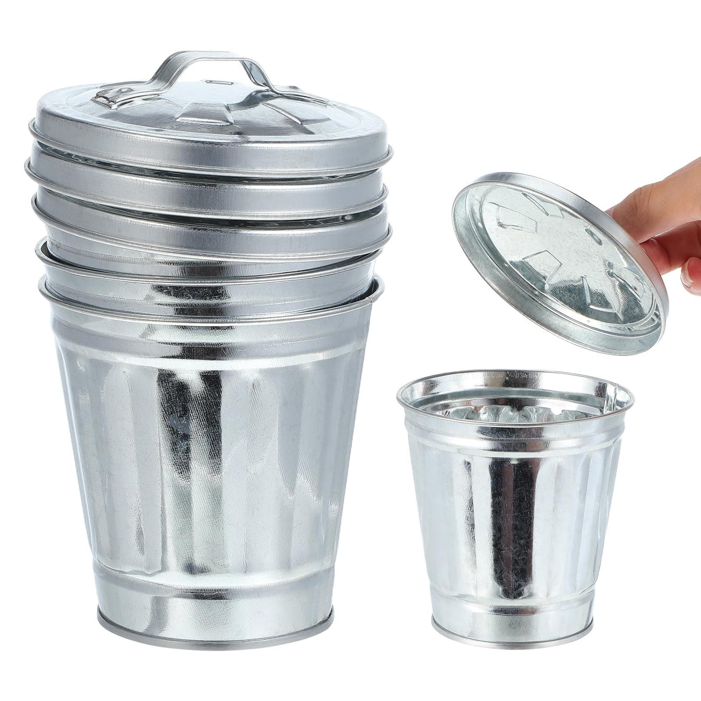 IMIKEYA 3pcs Mini Metal Trash Can: Desktop Mini Trash Cans with Lid 3. 5 * 3. 7 Inch Small Garbage Cans Cute Flowerpots Small Trash Can for Desk Storage Bin with Lids for Special Party Favors