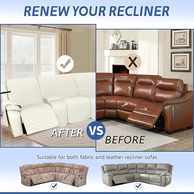 Arfntevss Recliner Sectional Couch Covers 1OO% Waterproof L Shape Sofa Cover