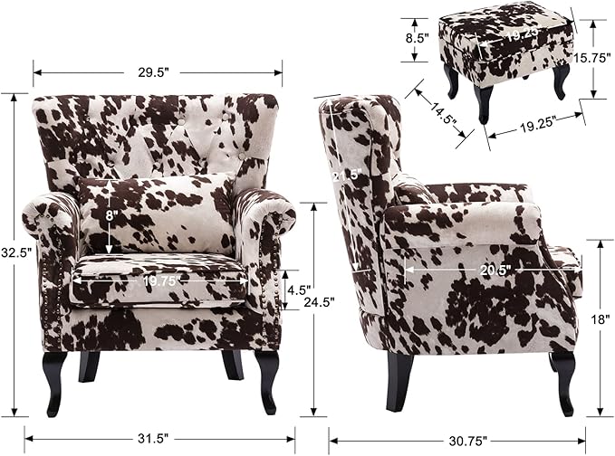 Mid Century Modern Accent Chair Upholstered Armchair Comfy Velvet Tufted