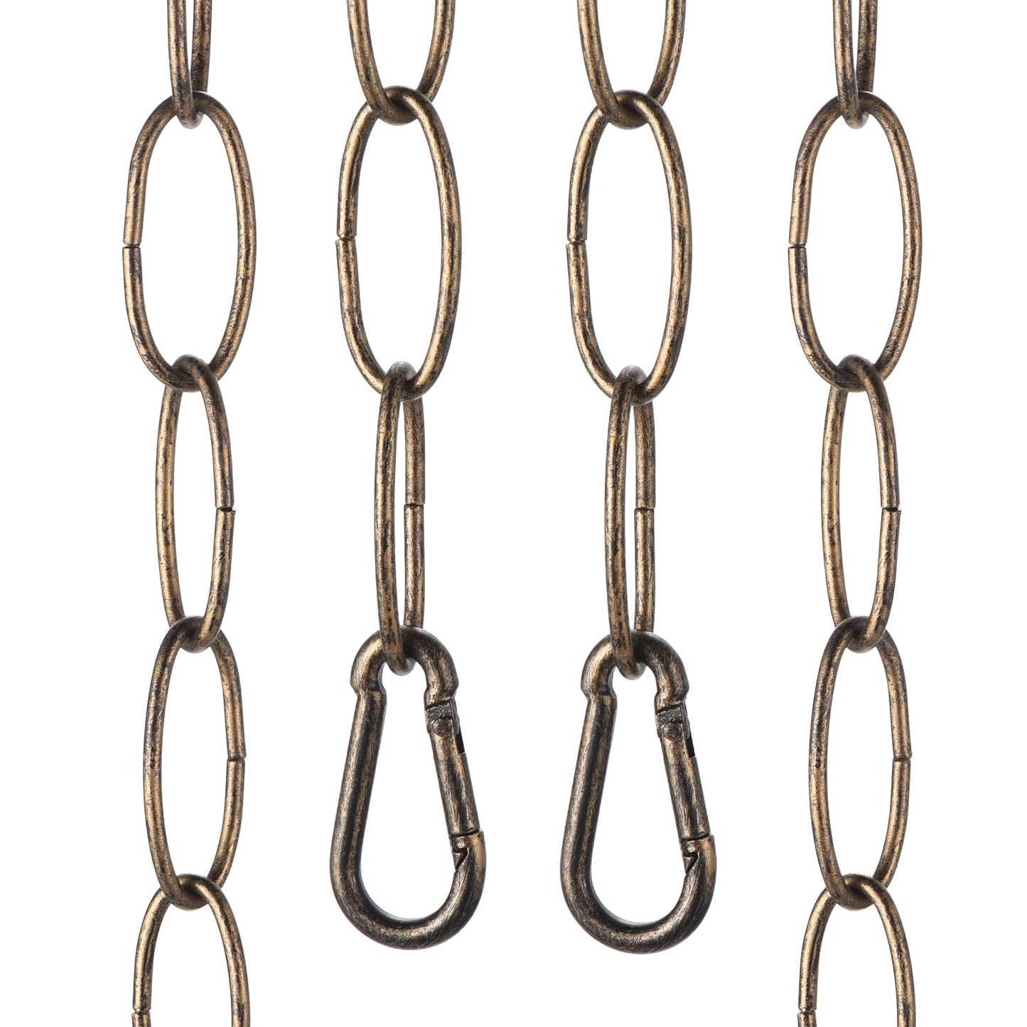 uxcell 7ft Lighting Hanging Chain, 2.4mm/0.09" Looping Metal Pendant Chandelier Chain Extension with 2 Spring Snap Hook for Hanging Plant Pendant Chandelier Light Fixture, Golden