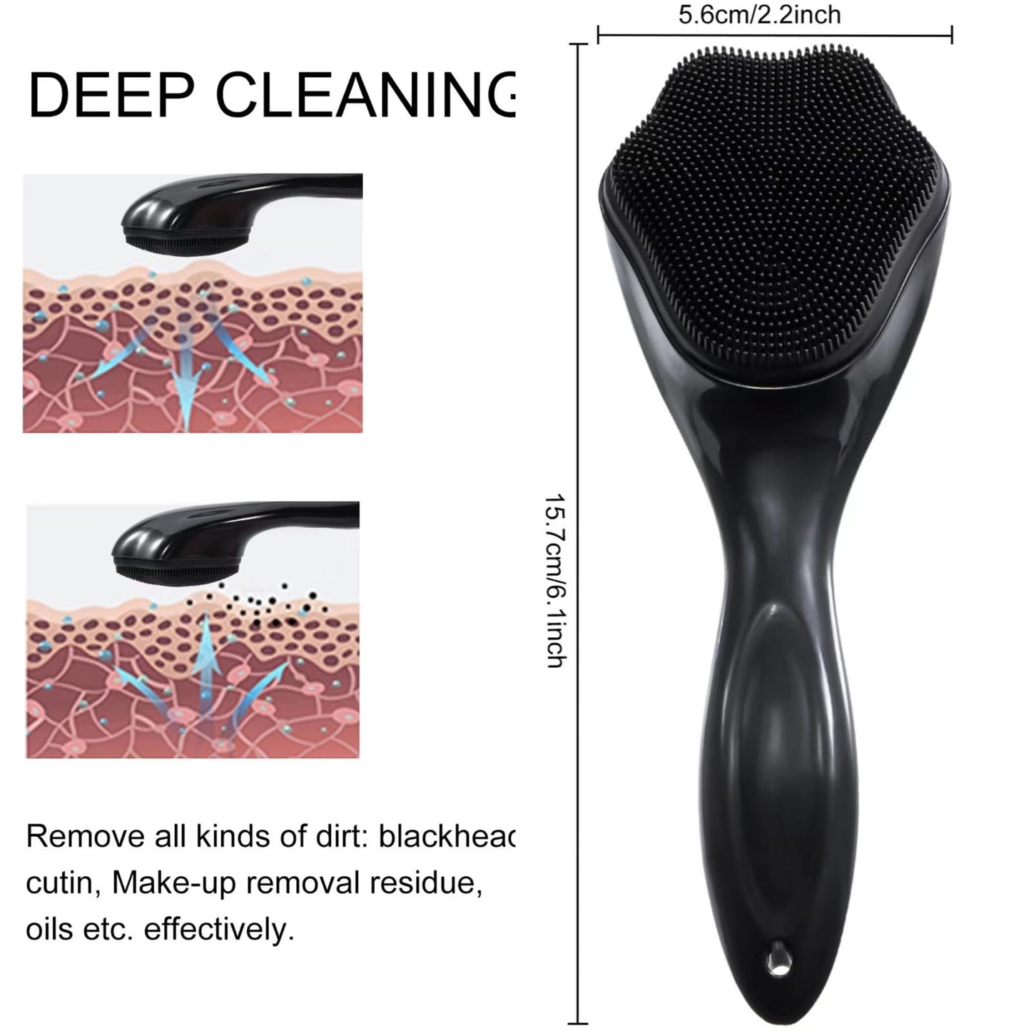2 Pack Silicone Face Scrubber Exfoliating Brush, Manual Handheld Facial Cleansing Brush Blackhead Scrubber, Soft Bristles Waterproof for Face Skincare (Round-Pink)
