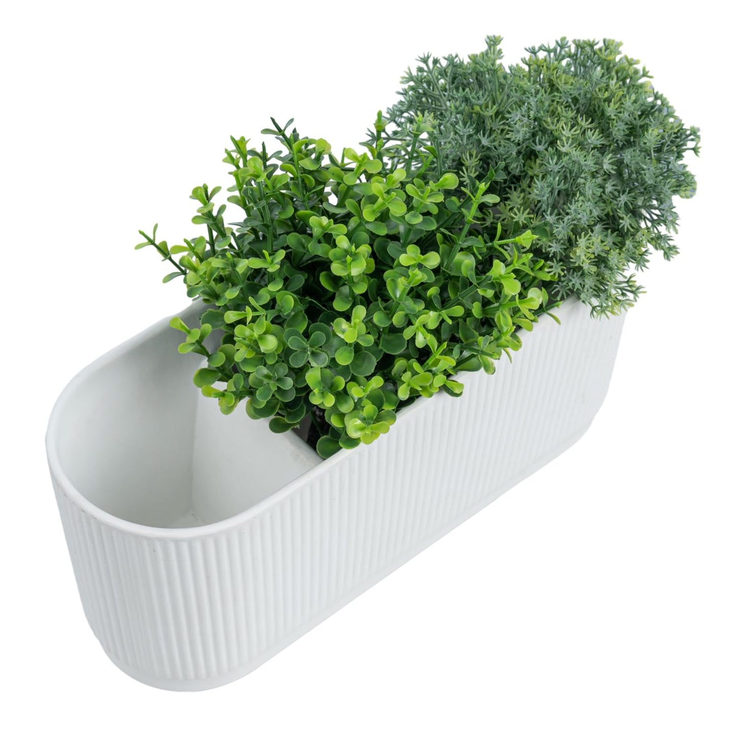 MyGift 11 Inch Ceramic Herb Planter with Drainage, Modern 3 Compartment Plant Pot, Decorative Garden Pots for Planting Herbs Flowers Succulents