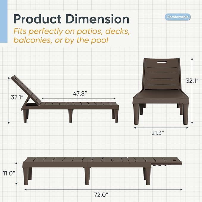 Greesum Outdoor Chaise Lounge Chairs Set of 2