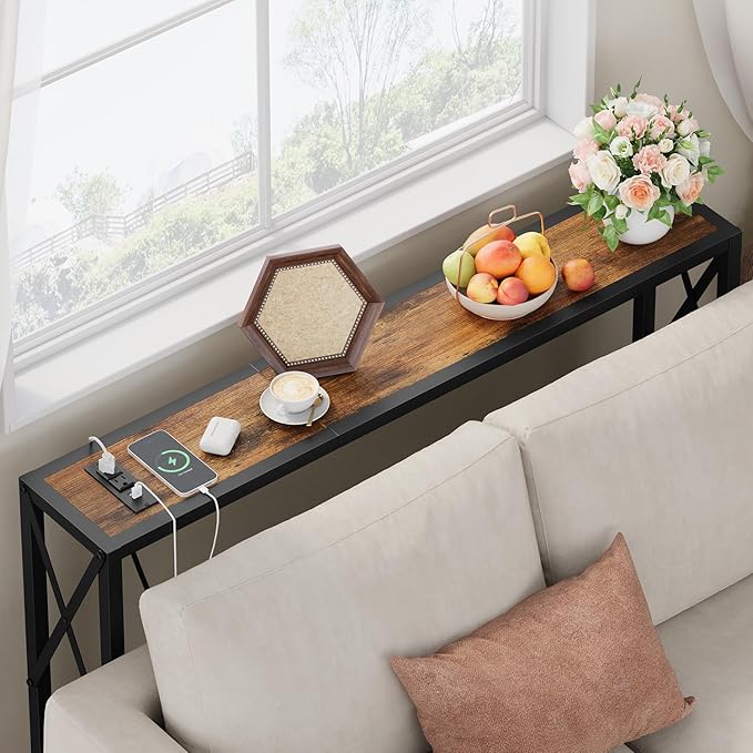 Gewudraw 41.8" Console Table, Narrow Behind The Couch Table