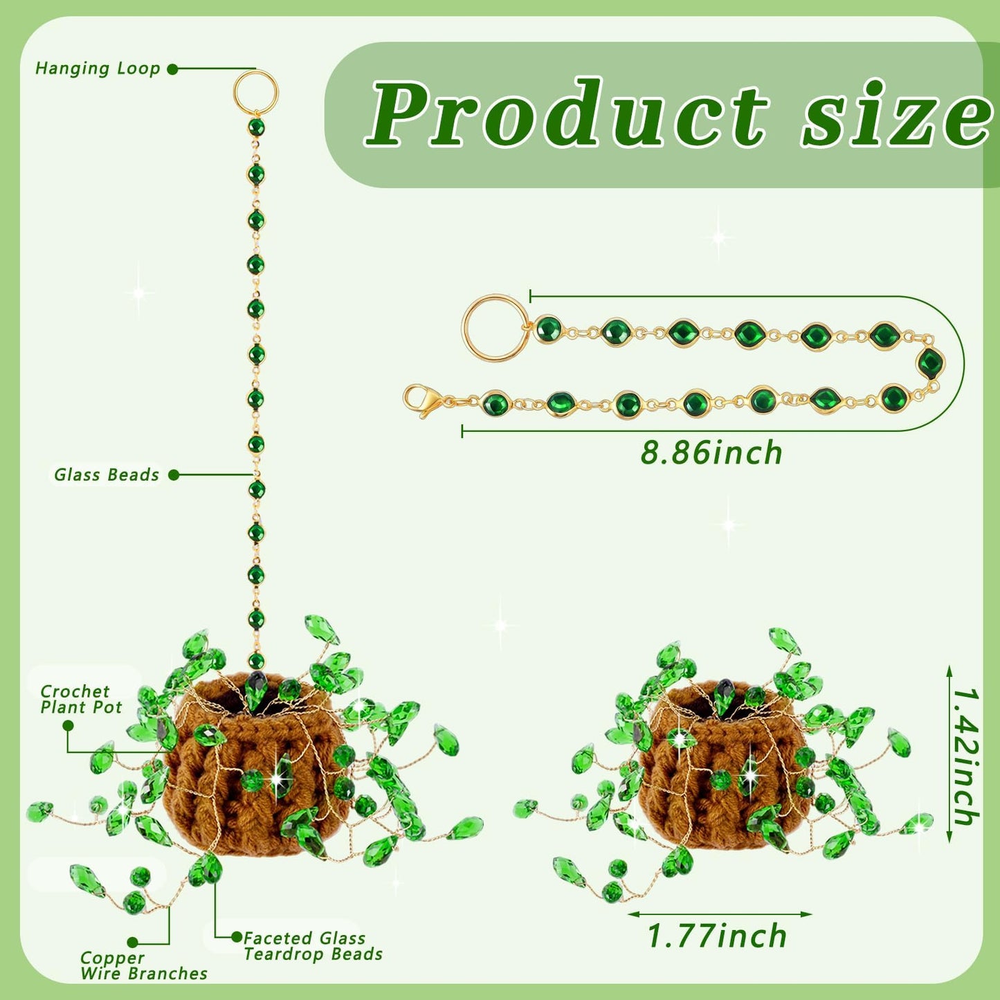 Beaded Plant Kit Suncatcher Succulent Beaded Succulent Gifts for Plant Lovers,Plant Sun Catcher for Window Hanging with Chain,Bead Plants Crystal Sun Catchers Indoor Window Home Garden Decor