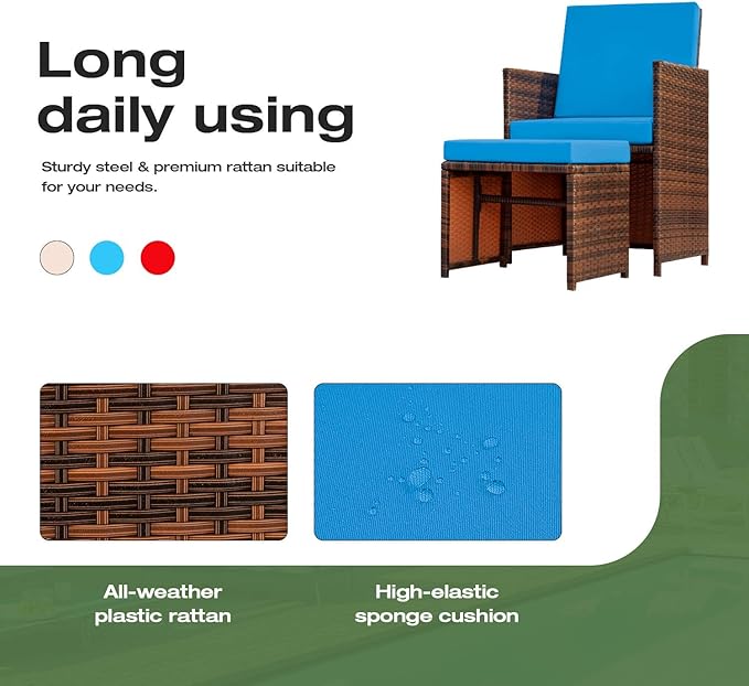 Devoko 4 Pieces Patio Wicker Furniture Set Outdoor Patio Chairs