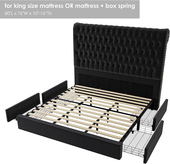King Size Bed Frame 54" Tall Headboard