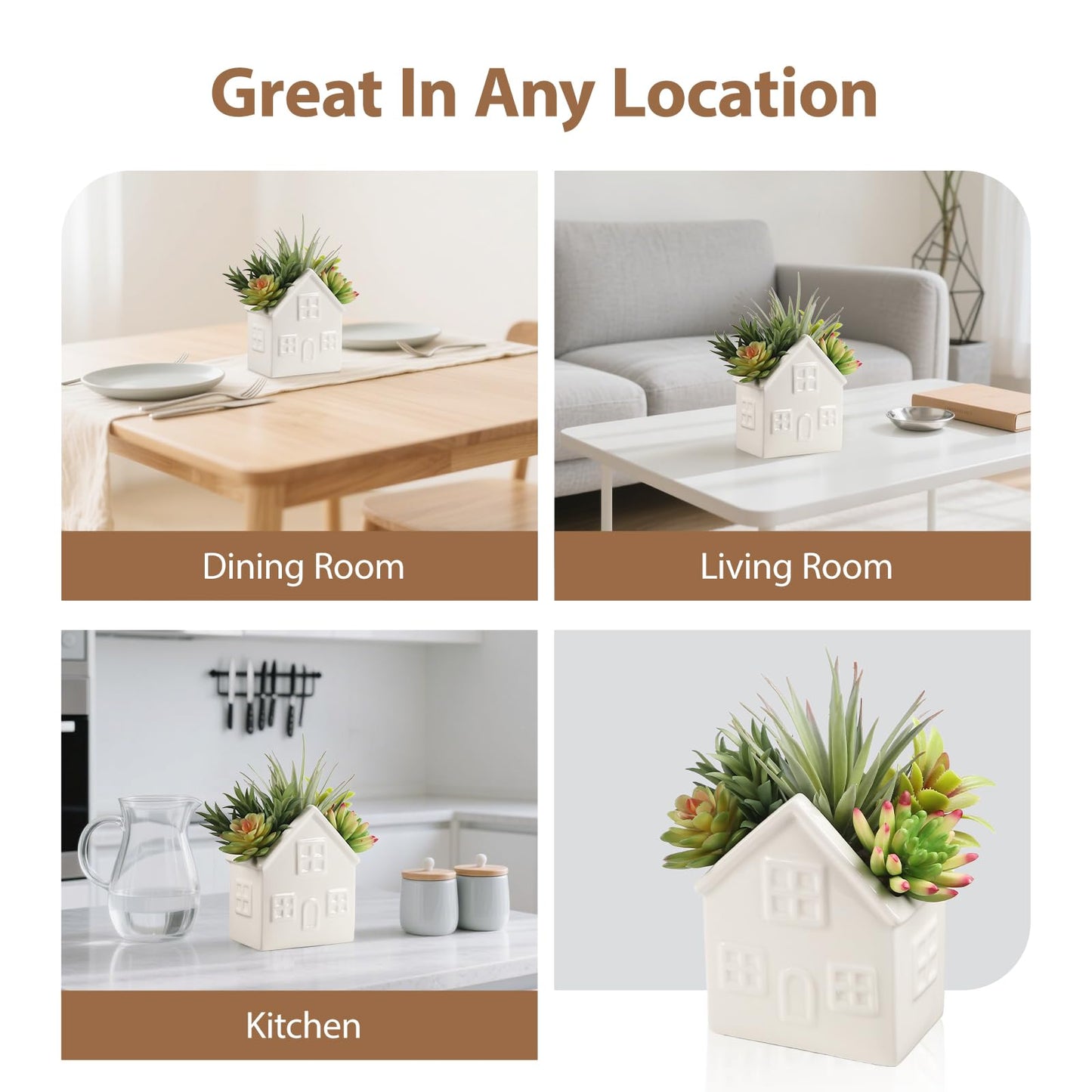 Hessessl Succulents Plants Artificial in Ceramic Pot, Small Fake Plants for Bathroom Decor Bedroom Aesthetic Living Room Shelf Office Shelf Table Decor