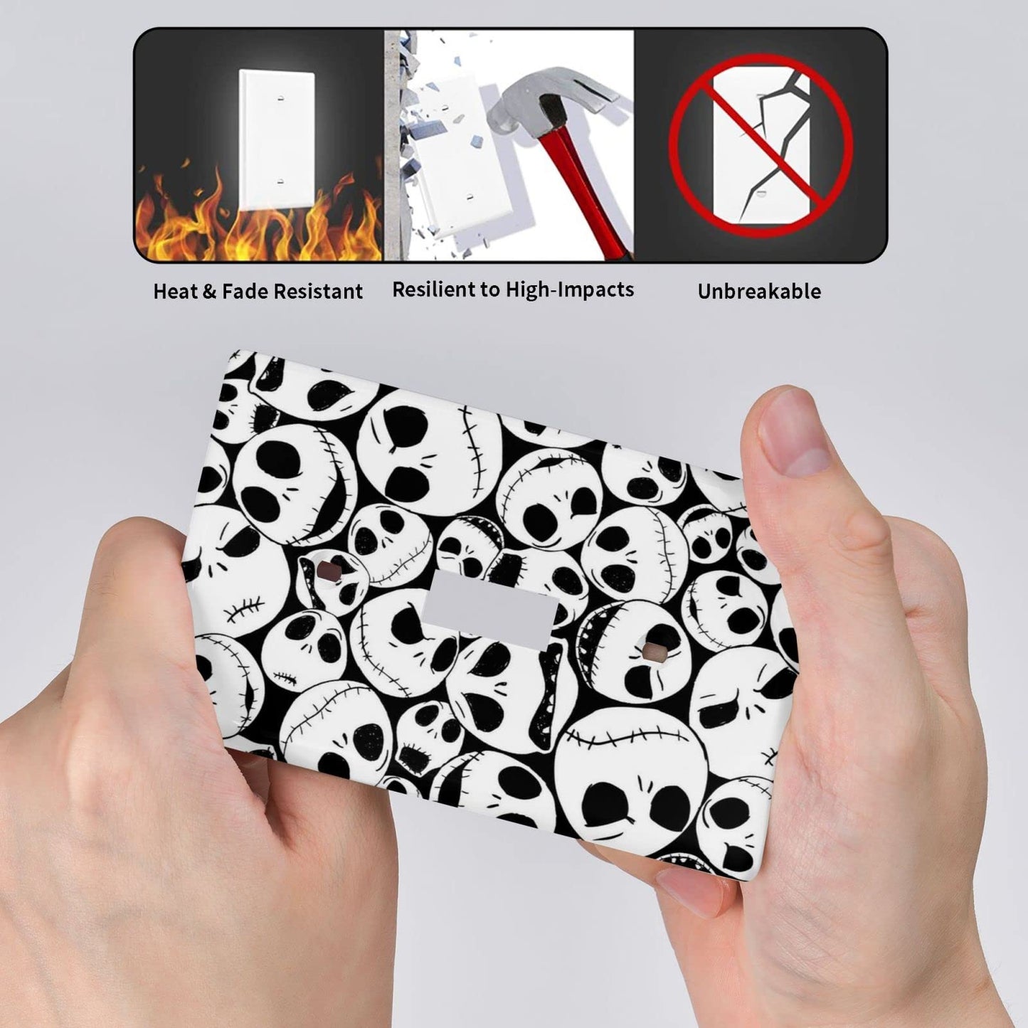 Halloween Skull Light Switch Cover Decorative Single Toggle Wall Plate 1-Gang Art Electrical Faceplate for Home Bedroom Decor 4.50" x 2.76"