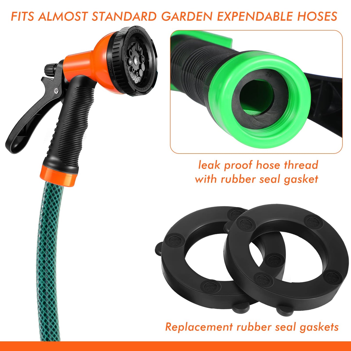 4 Pcs Garden Hose Nozzle Sprayer 10 Adjustable Watering Patterns Heavy Duty High Pressure Water Gun for Watering Plants Washing Cars and Showering Pets