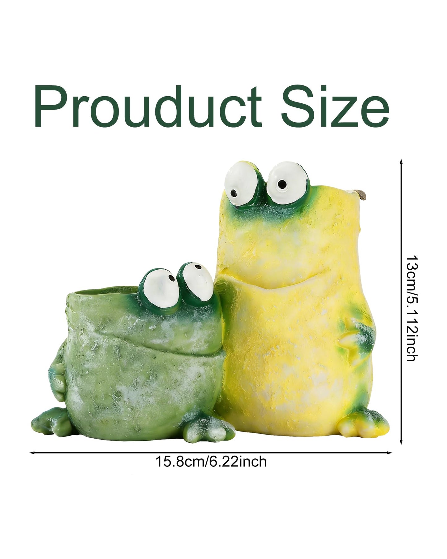 Nattol Frog Planter Pot with Drainage Hole – Resin Flower Pot & Pen Holder for Desk Décor, Indoor Home or Office Decoration