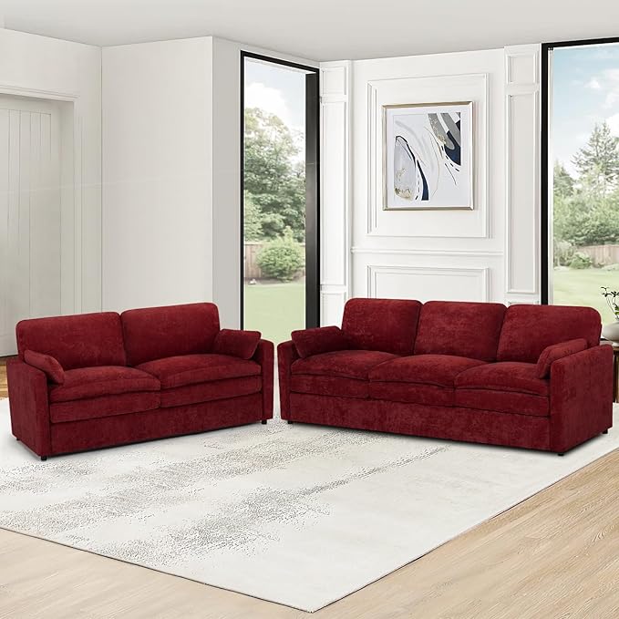 2 Pieces Chenille Sofa Set