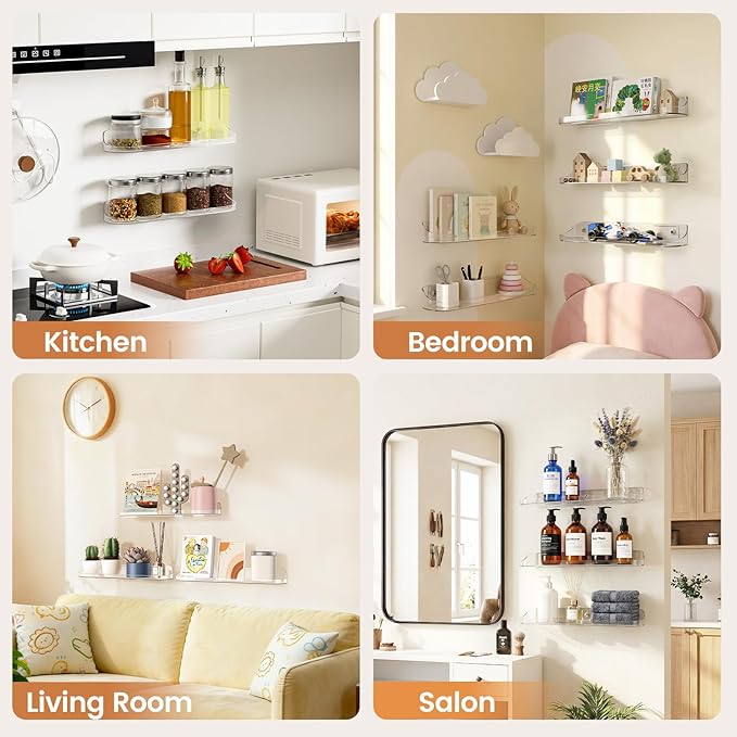 SpaceWhisper Floating Shelves for Wall, Living Room, Display Hanging Shelf