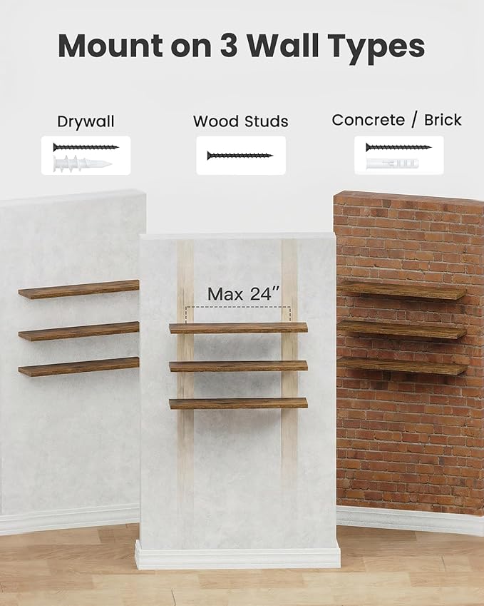 AMADA HOMEFURNISHING 35.4" L Floating Shelves, Wall Shelves Set of 3