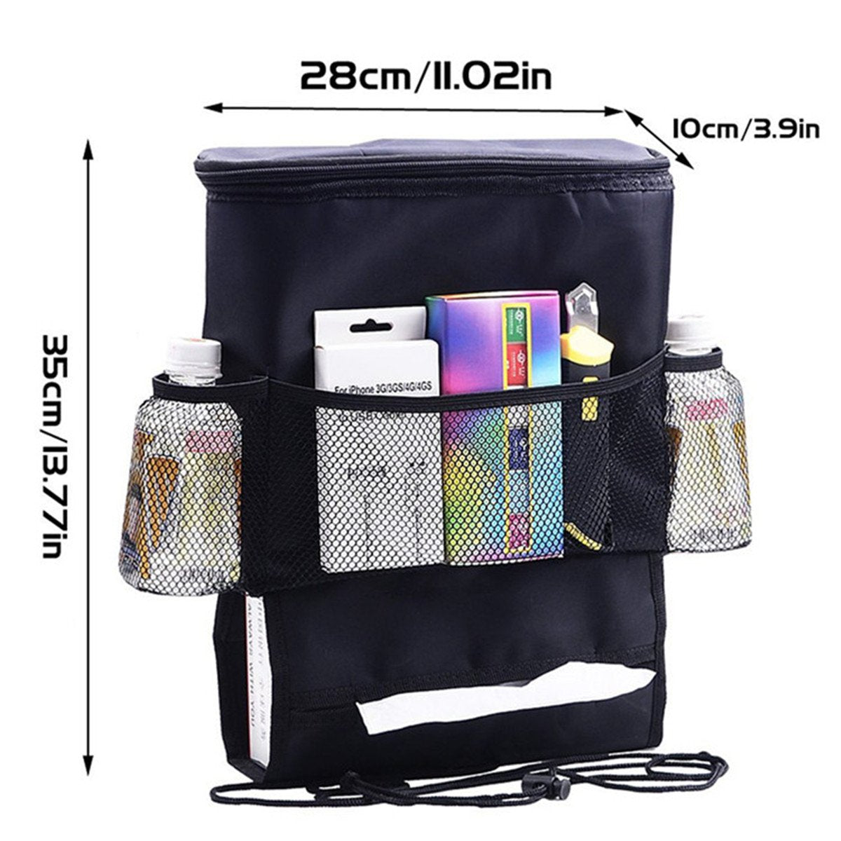 KAFEEK Car Seat Organizer/Auto Seat Back Organizer/Multi-Pocket Travel Insulated Drinks Holder Cooler/Storage Bag Cool Wrap Bottle Bag with Mesh Pockets(Heat-Preservation)