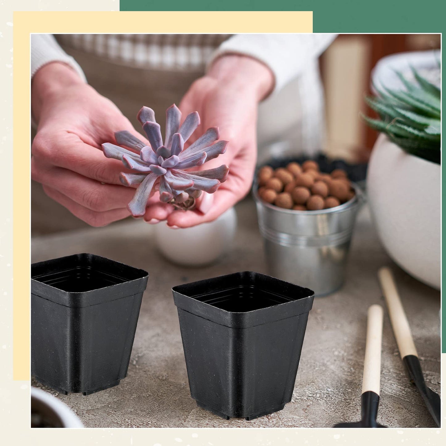 Yinder 500 Pcs 2.7 Inch Black Square Plastic Nursery Pots, Modern Plant Starter Pots, Drainage Hole, Ideal for Indoor Outdoor Flowers, Succulents, Herbs