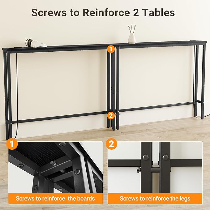 ELYKEN 2 Pack 5.9" Narrow Console Sofa Table