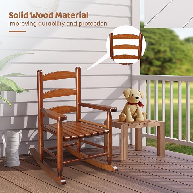 JOYMOR Outdoor Wooden Rocking Chair