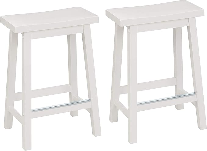 Amazon Basics Solid Wood Saddle-Seat Counter Height Bar Stools