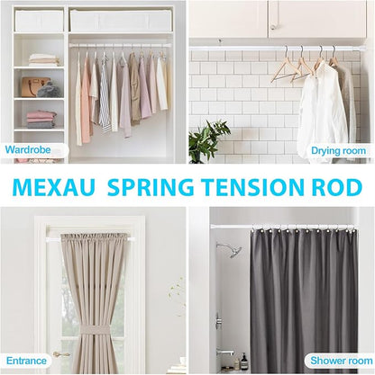 2 Pack White Tension Curtain Rod for Windows 28 to 48 inch, Adjustable Expandable Pressure Spring Curtain Rod No Drilling, 7/8" Curtain Rod for Bedroom Doorway Closet Door